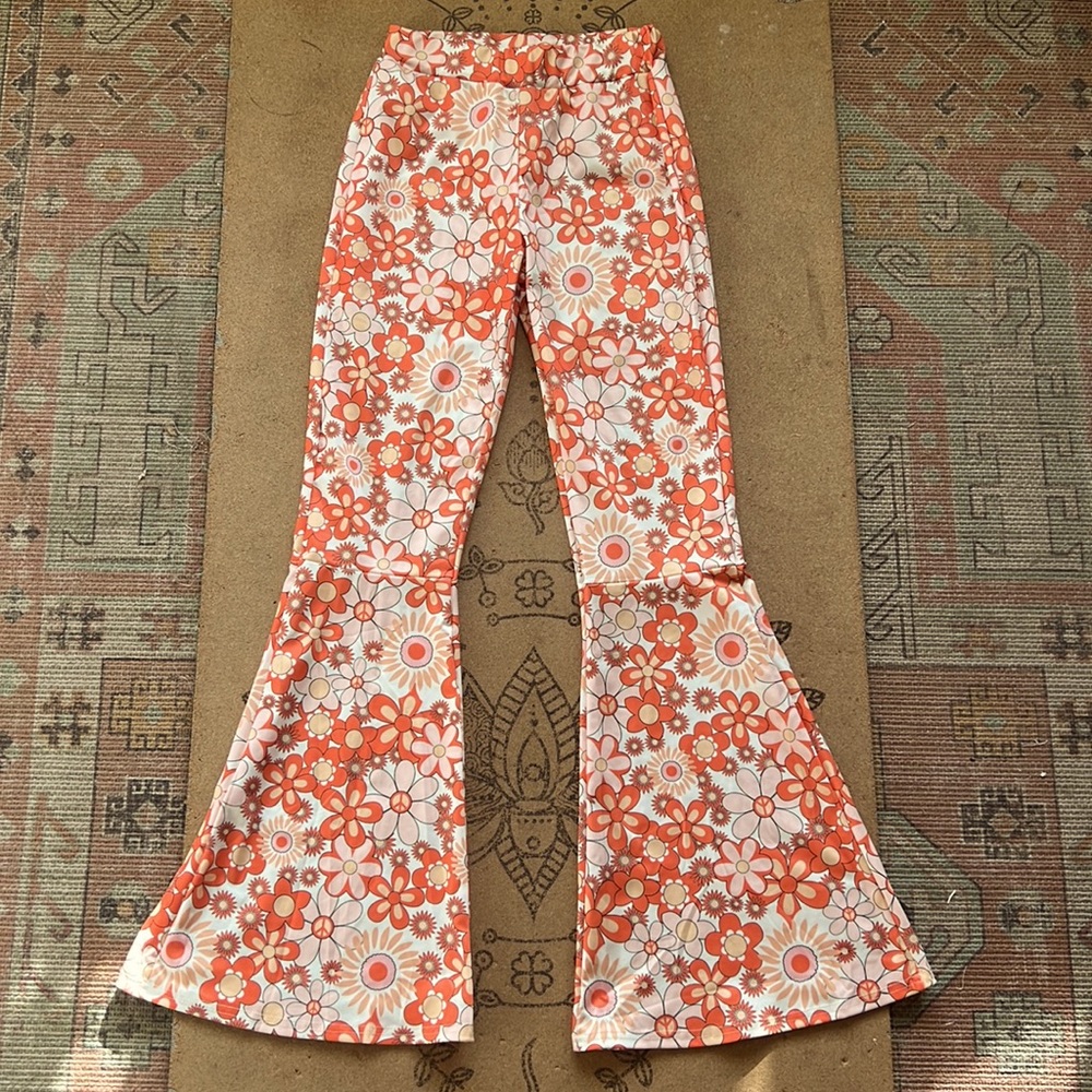 Orange Floral Paisley 70’s Bell Bottoms